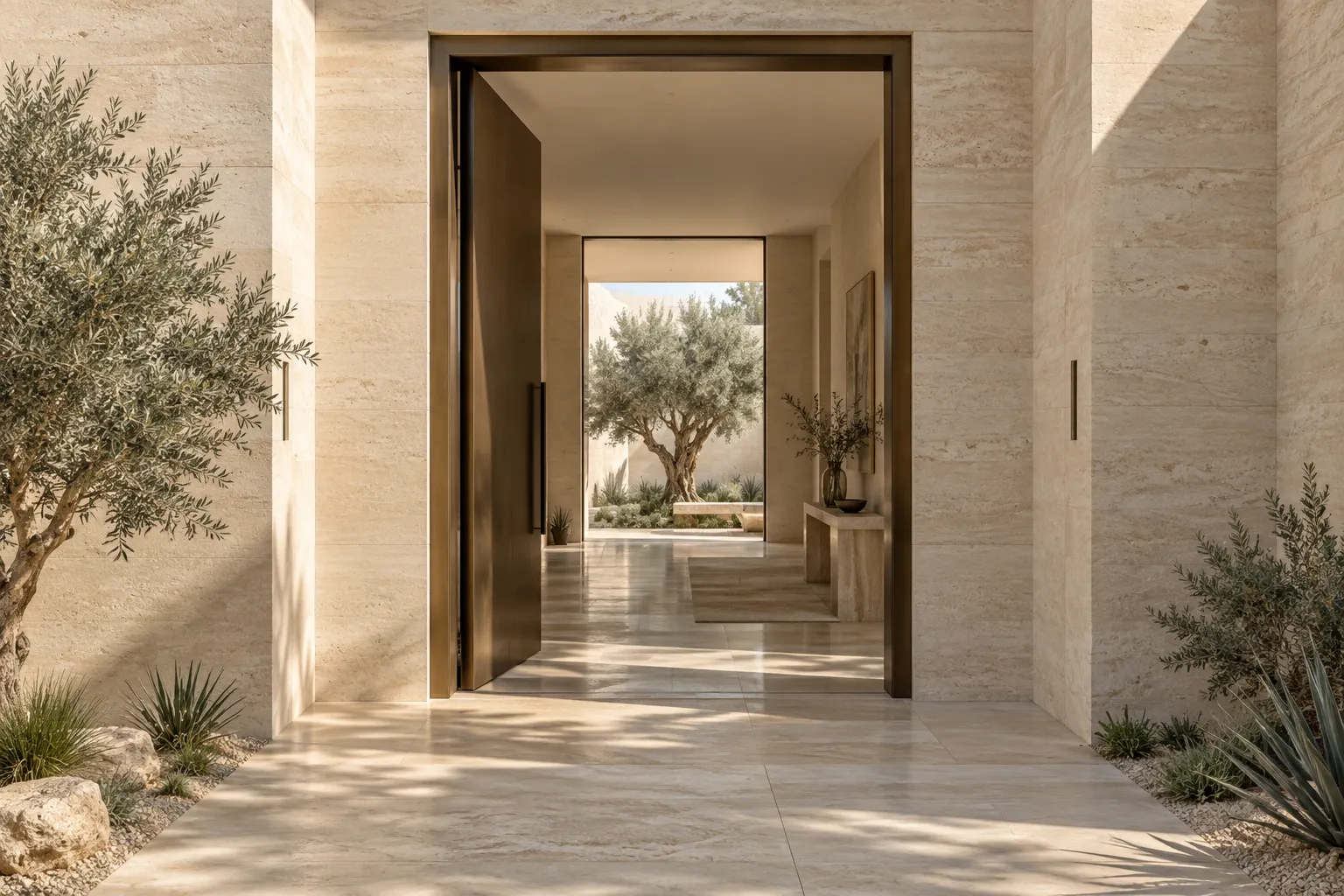 تصور معماري لمدخل فيلا حديثة